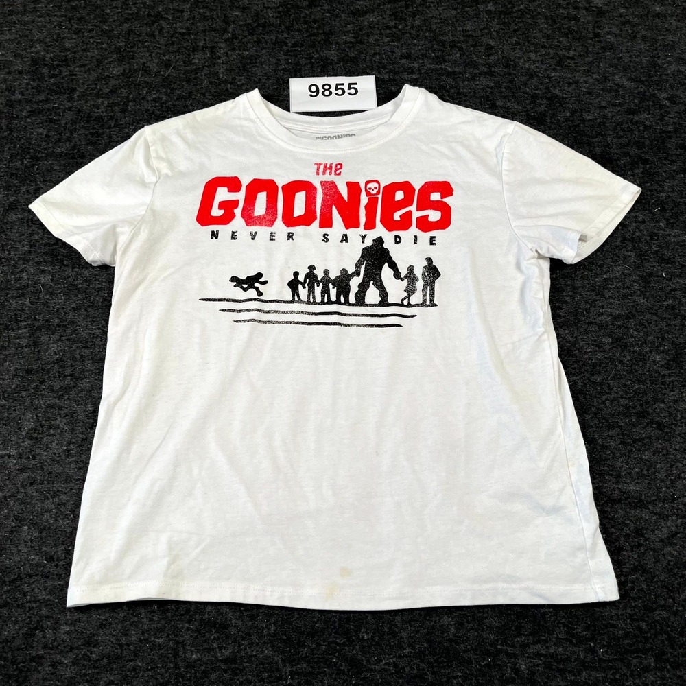 The Goonies T Shirt Womens Small White Cotton Movie Graphic Print Crew Neck